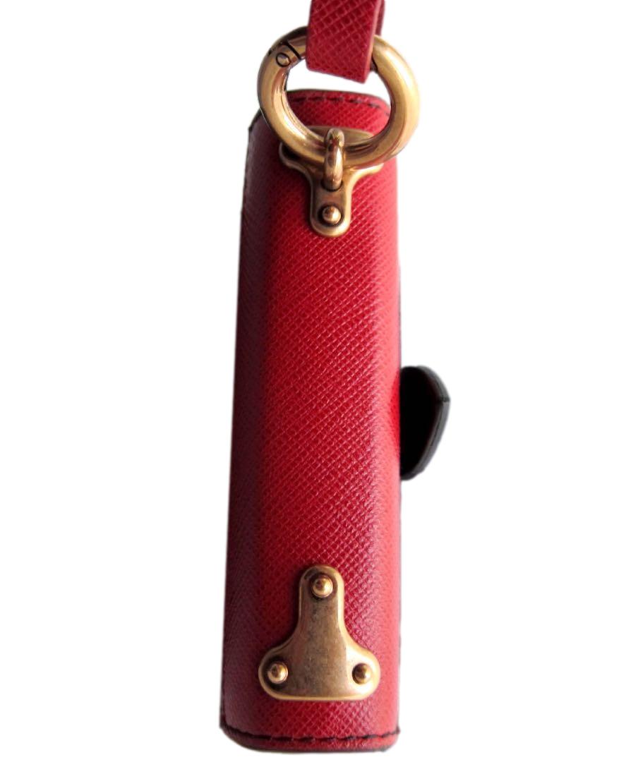 Prada Cahier Black Red Saffiano Leather Notebook Bag Charm 1TL043