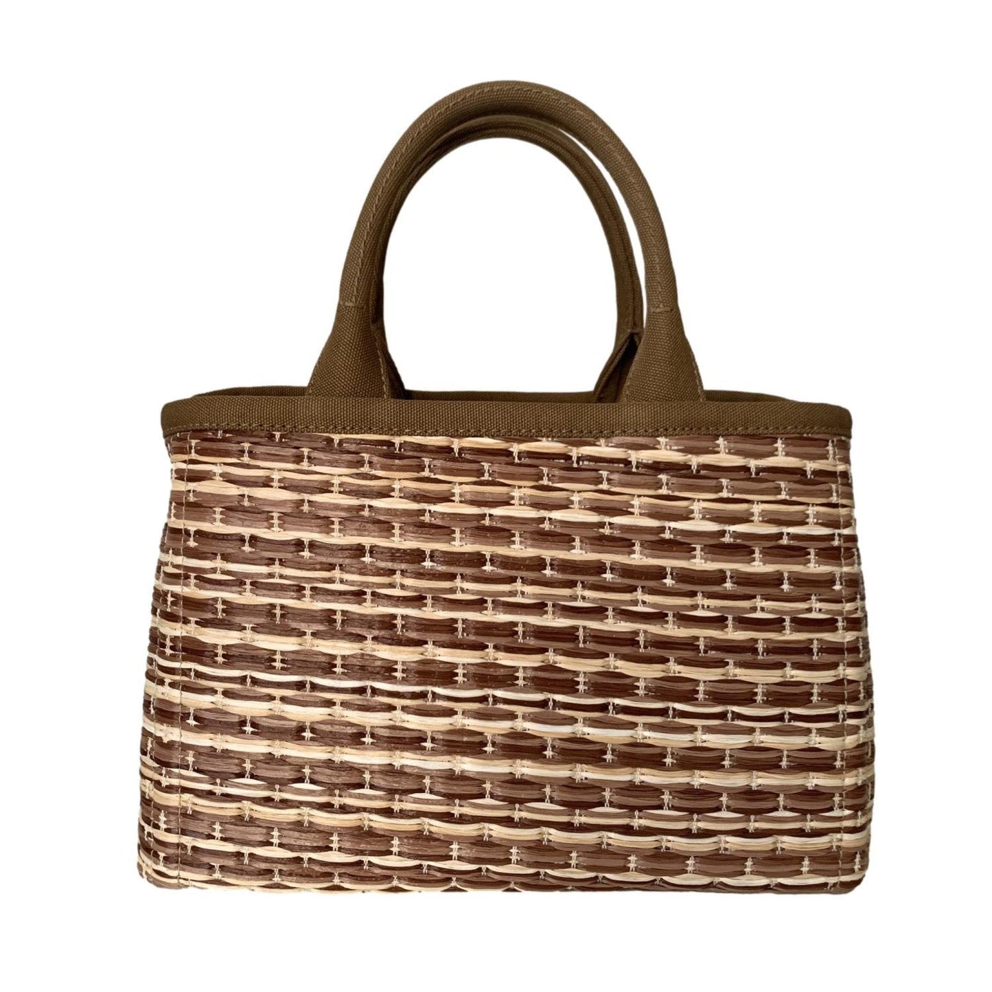 Prada Canapa Ecru Tan Woven Straw Tote Satchel Handbag 1BG155