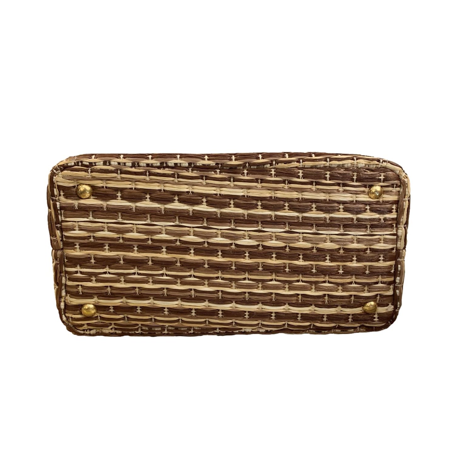 Prada Canapa Ecru Tan Woven Straw Tote Satchel Handbag 1BG155