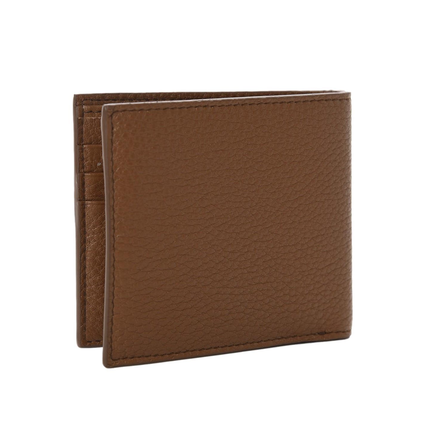 Prada Mens Debossed Logo Cannella Brown Vitello Grain Bifold Wallet 2MO003