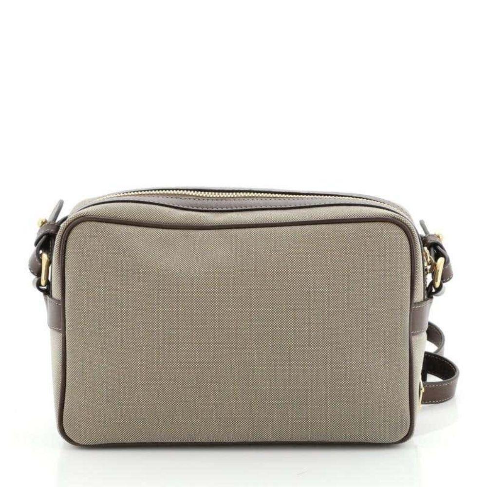 Prada Jacquard Logo Brown Canvas Leather Trim Camera Crossbody 1BH089