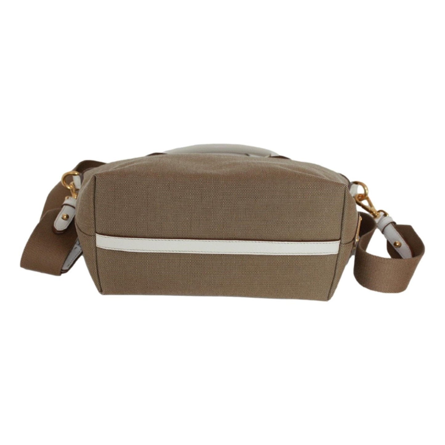 Prada Canvas Jacquard Logo White Leather Trim Small Satchel 1BA111