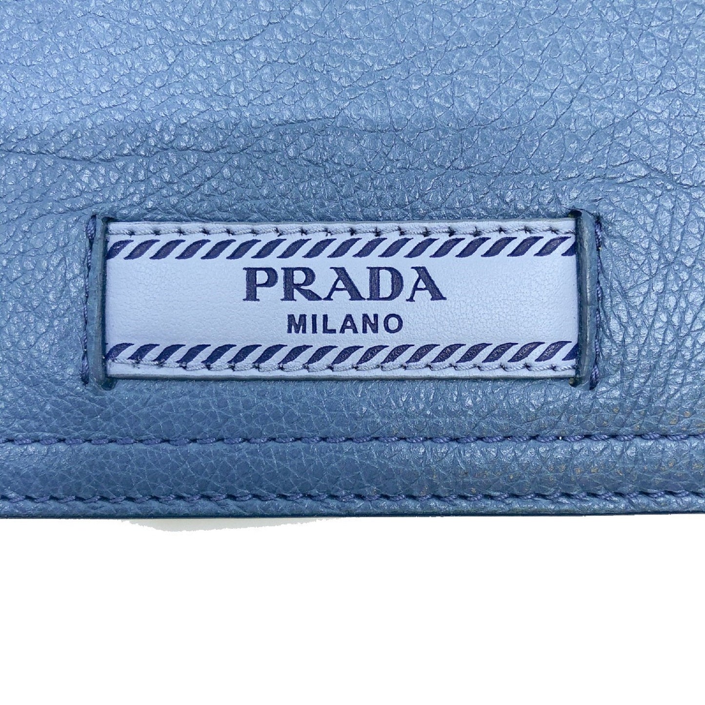 Prada City Glace Blue Cobalt Leather Bifold Snap Wallet 1MV204