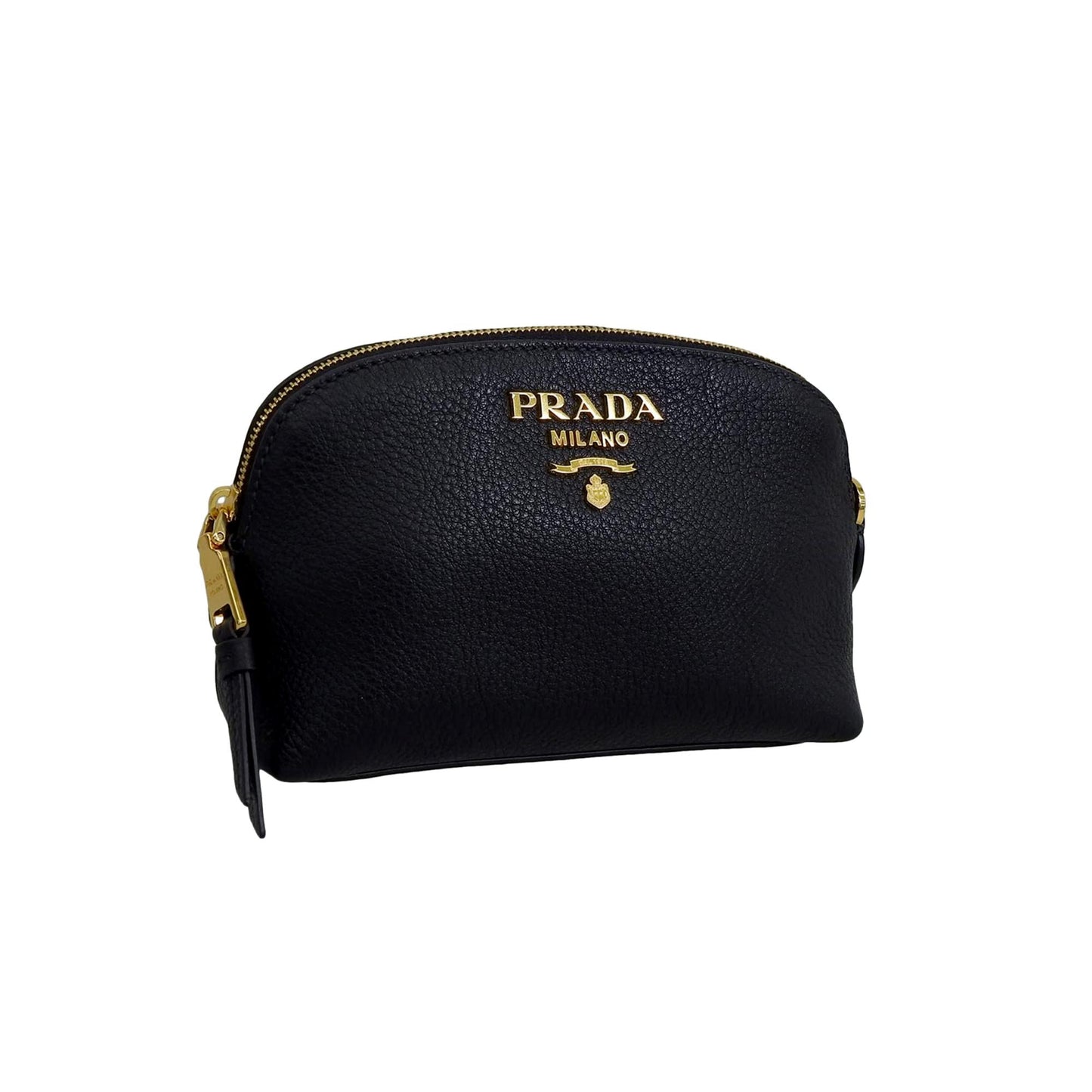 Prada Contenitore Nero Vitello Daino Vanity Cosmetic Case Clutch Bag
