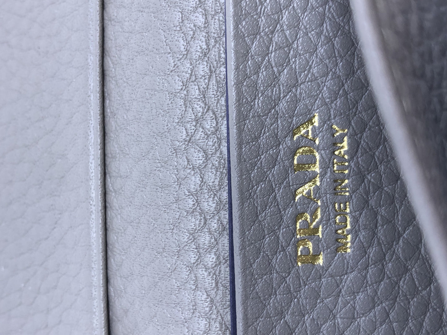 Prada Gray Vitello Grain Pebbled Leather Credit Card Case Wallet 1MC122