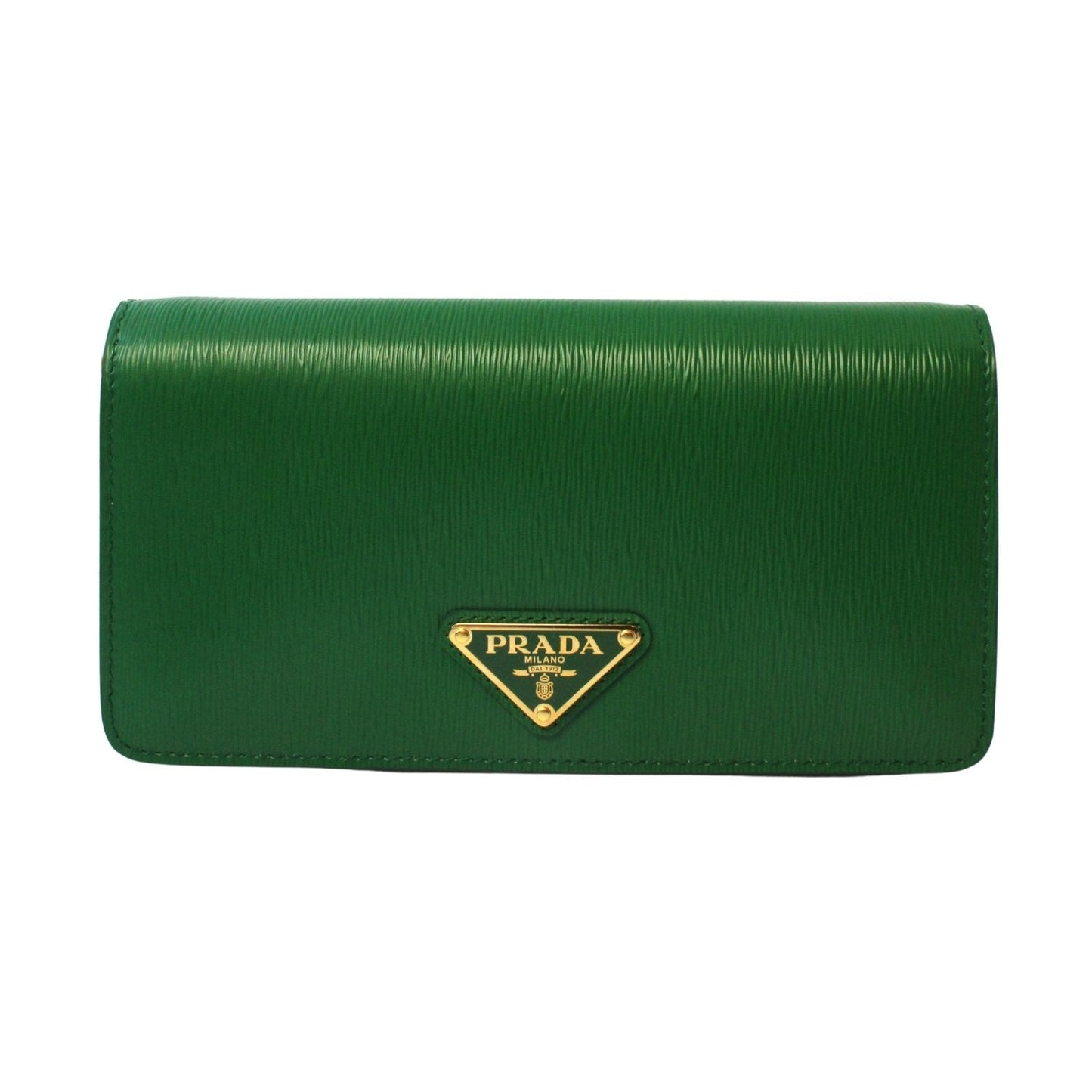 Prada Green Vitello Move Leather Triangle Logo Crossbody Bag 1DH044