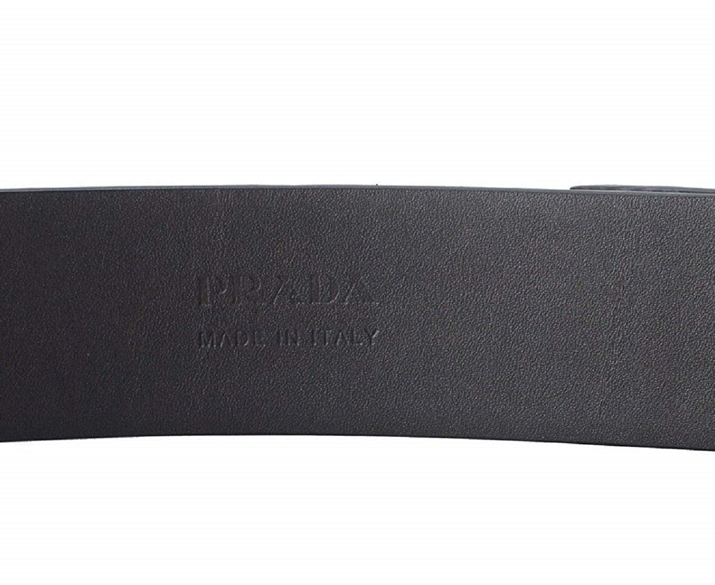 Prada Grey Saffiano Leather Oval Plaque Buckle Belt 2CM046 Size 90/36