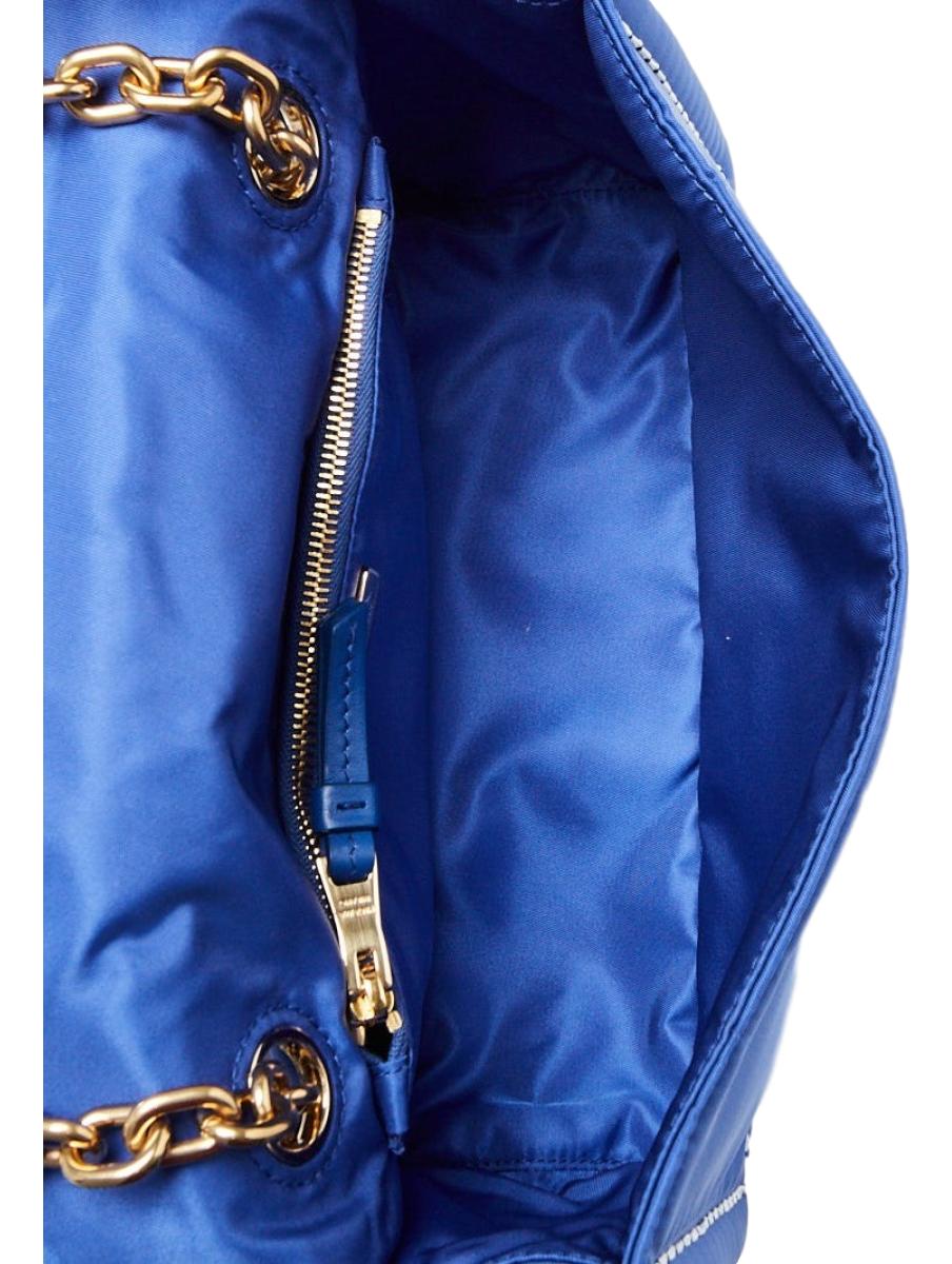 Prada Indaco Blue Tessuto Nylon Chain Flap Shoulder Bag 1BD199