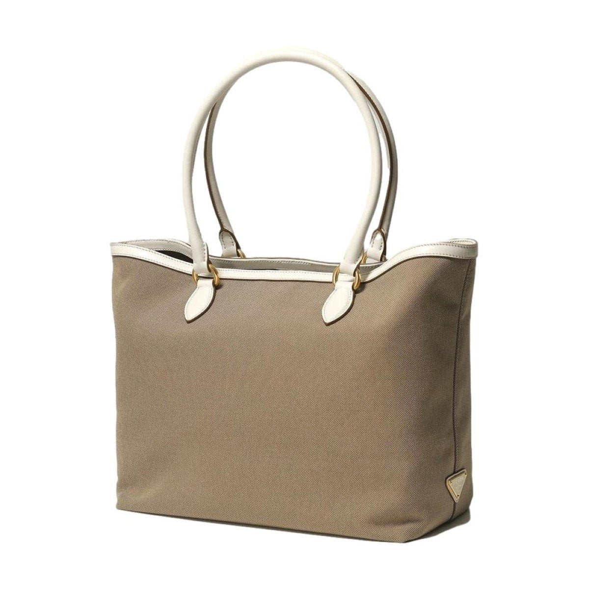Prada Jacquard Logo White Calf Leather Trim Shoulder Tote Bag 1BG158