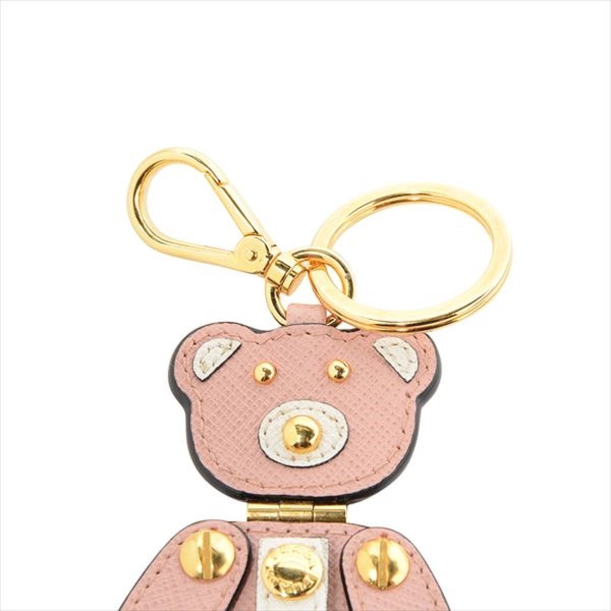 Prada Saffiano Bear Orchidea Pink Leather Keychain