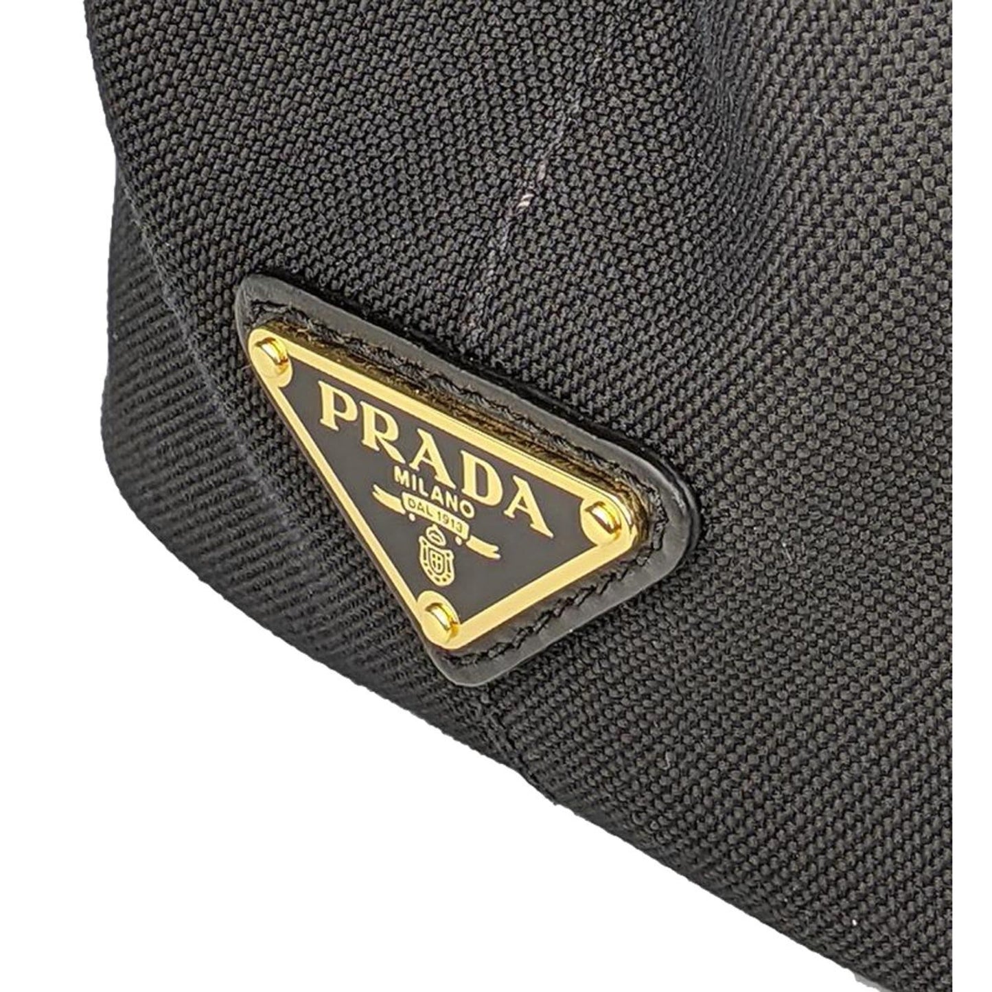 Prada Logo Jacquard Black Soft Calf Leather Trim Cross Body Bag