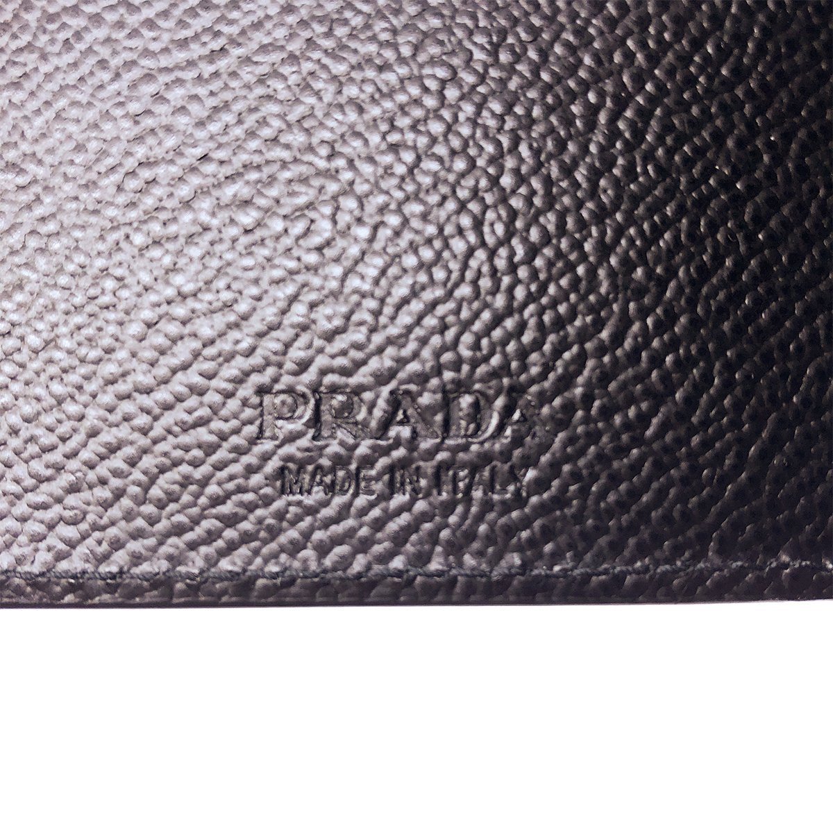 Prada Men's Leather Grain Bi Color Black Blue Stripe Logo Bifold Wallet 2M0912