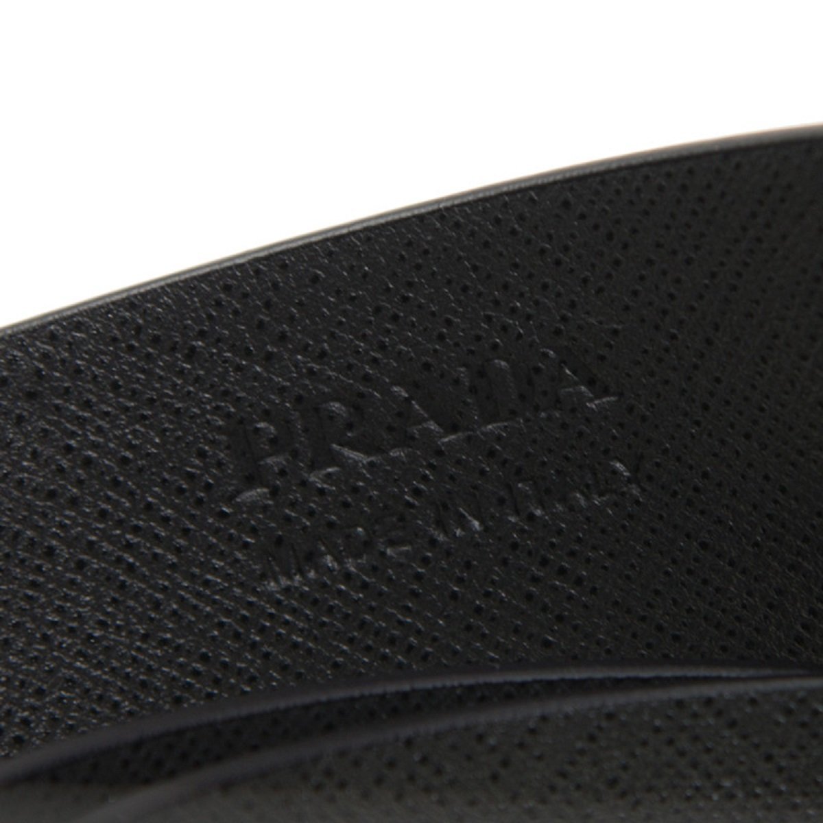 Prada Men's Logo Engraved Plaque Saffiano Leather Belt Black 40 100
