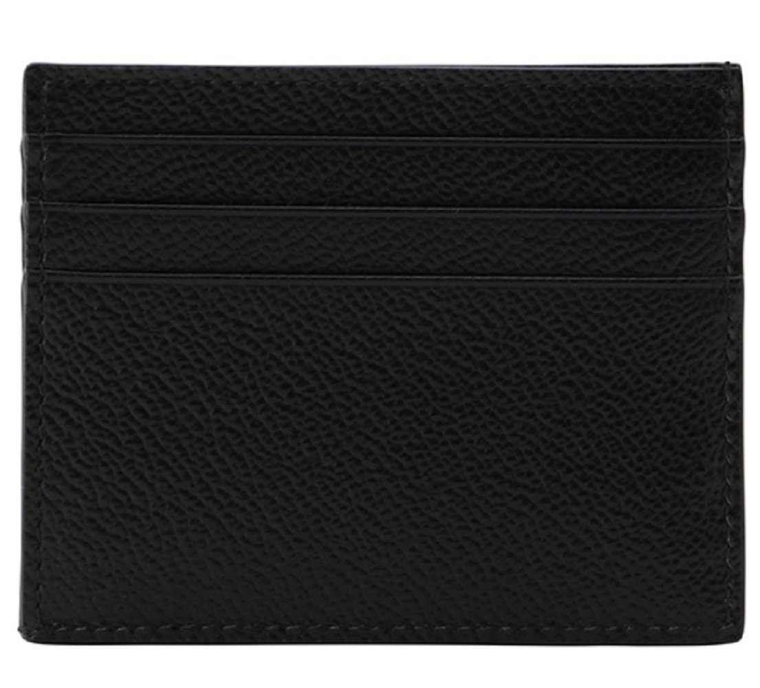 Prada Mens Leather Vitello Micro Grain Card Holder Black with Gray 2MC223