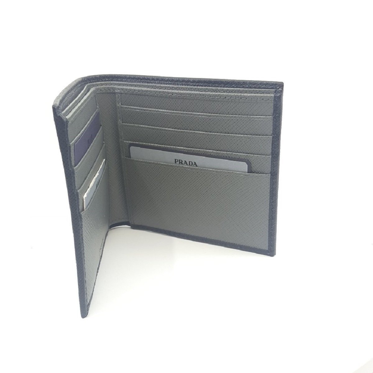 Prada Mens Saffiano Leather Black Bifold Wallet 2MO513