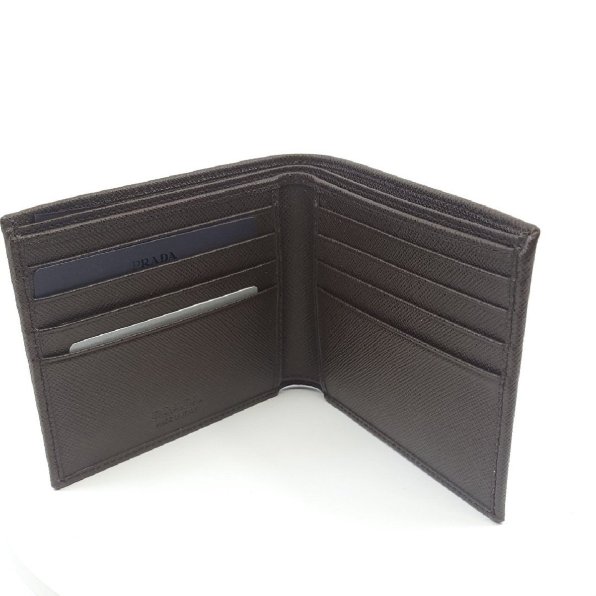 Prada Mens Saffiano Leather Caffe Brown Bifold Wallet 2MO513