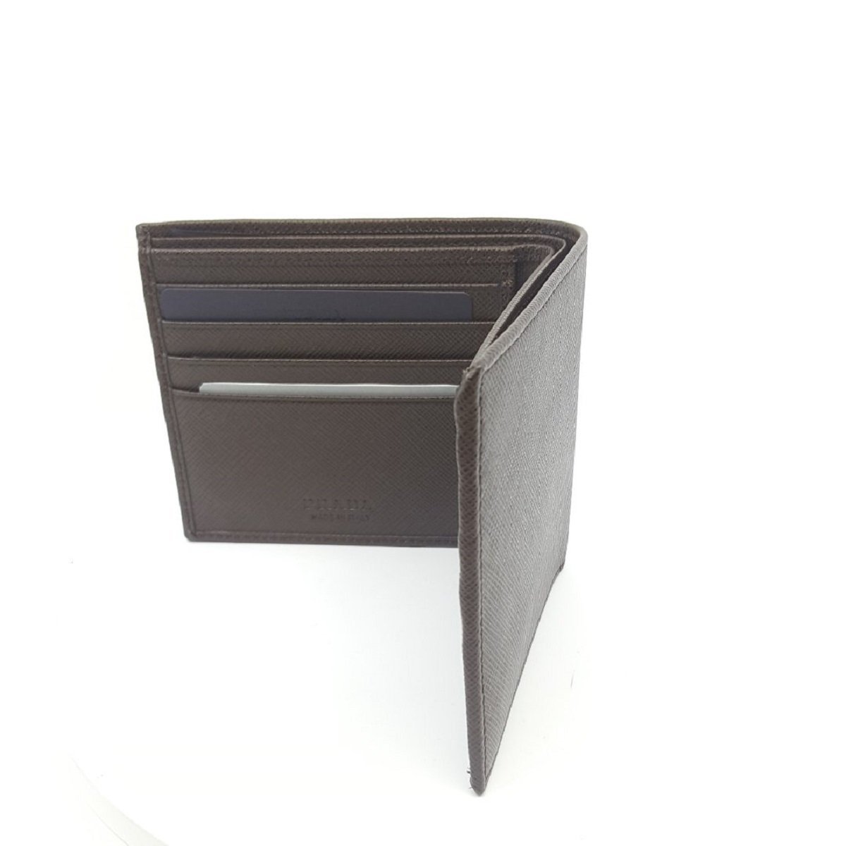 Prada Mens Saffiano Leather Caffe Brown Bifold Wallet 2MO513
