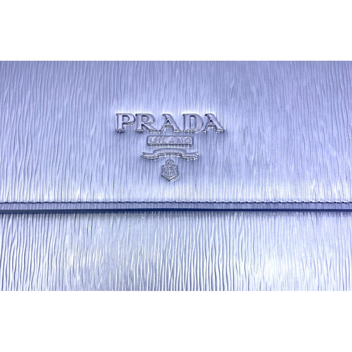 Prada Metallic Silver Vitello Move Leather Crossbody Wallet Handbag 1BP016
