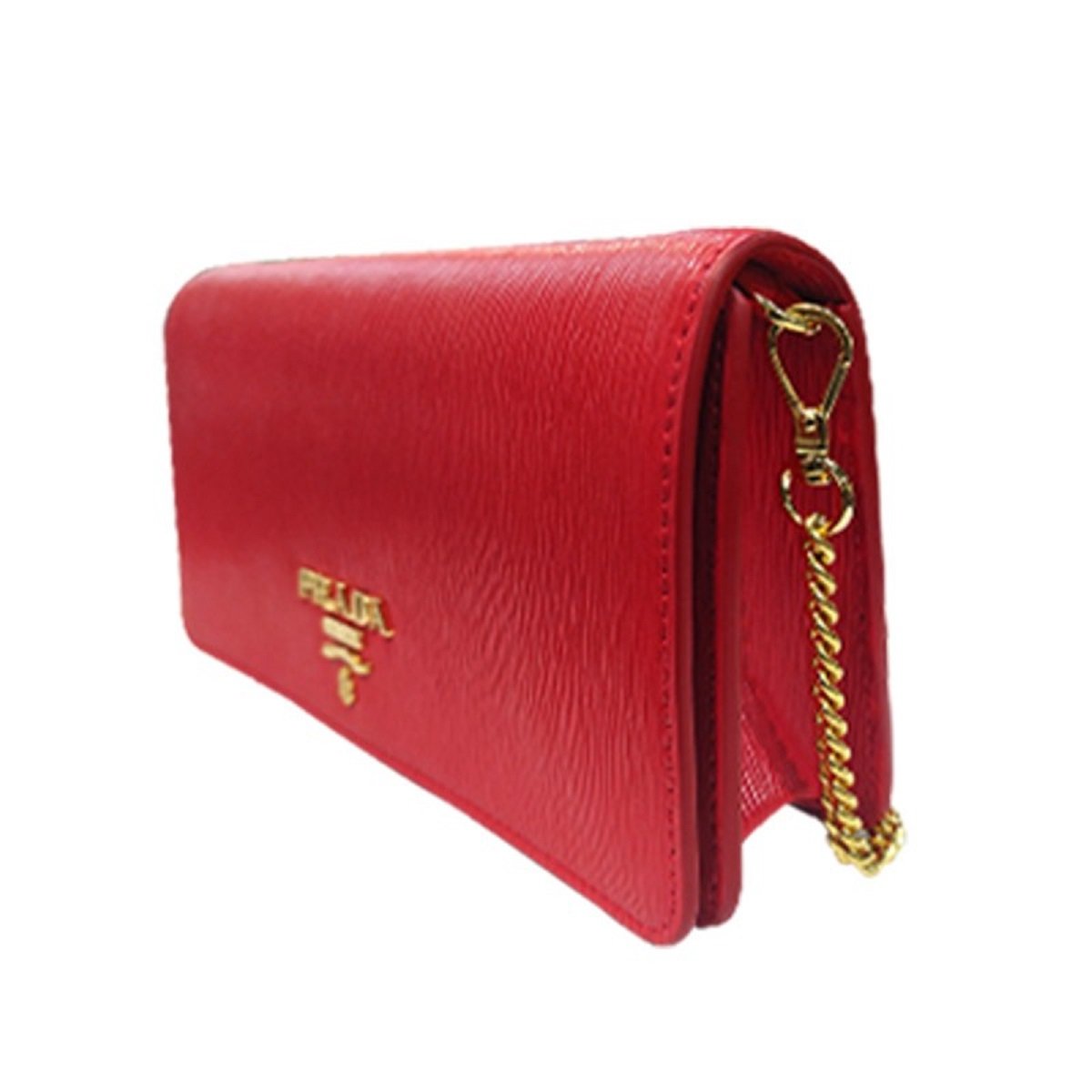 Prada Miniborse Lacca Red Vitello Move Leather Crossbody Chain