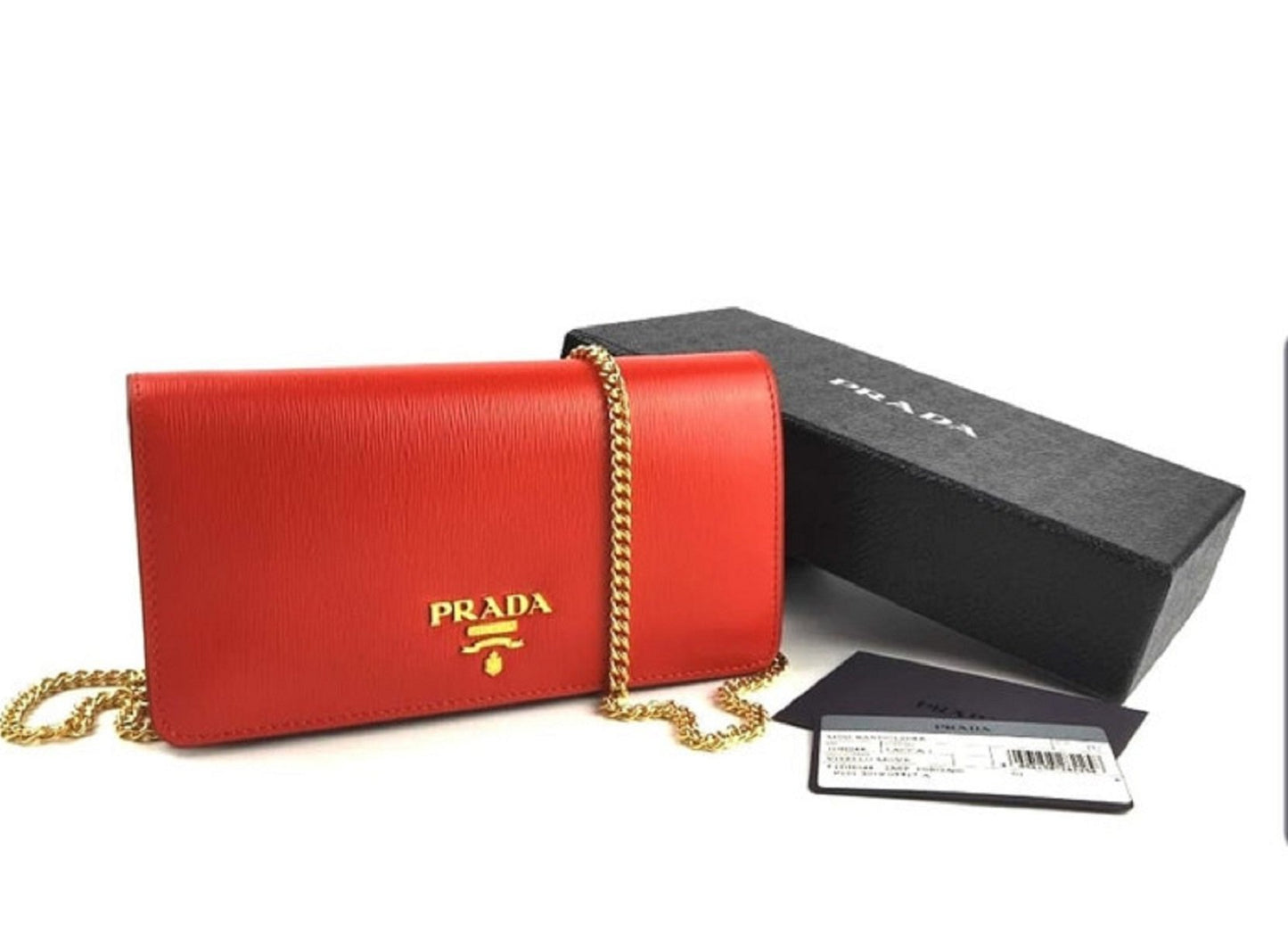 Prada Miniborse Lacca Red Vitello Move Leather Crossbody Chain