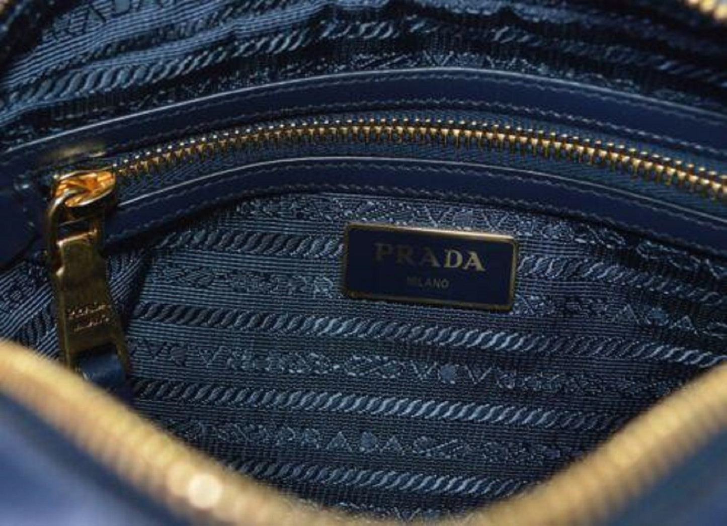 Prada Navy Blue Vitello Phenix Bandoliera Leather Crossbody Bag