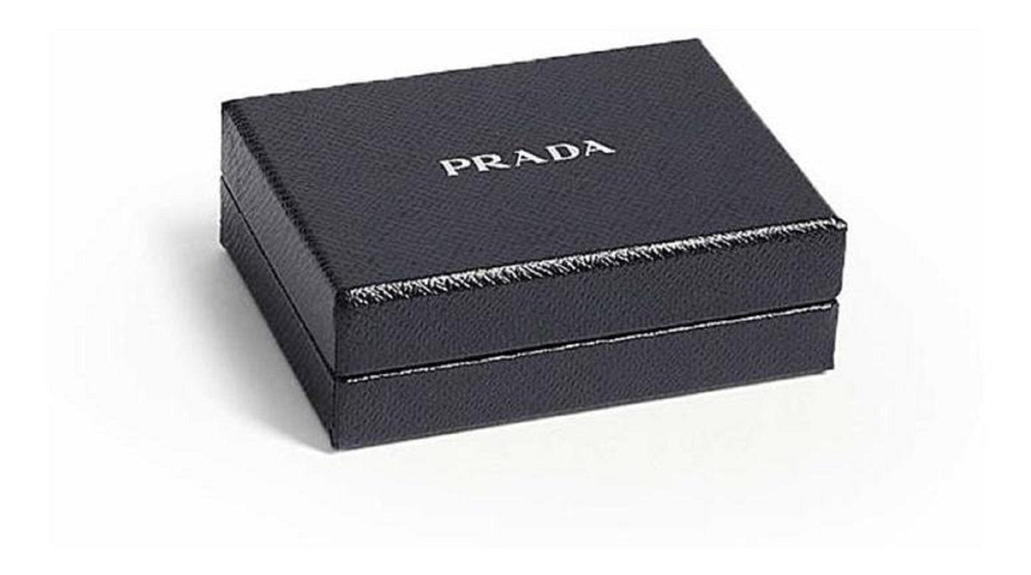Prada Mens Bifold Black Vitello Micro Grain Leather Iconic Triangle Logo Wallet