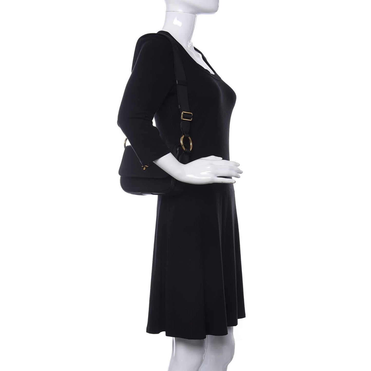 Prada Pattina Vitello Black Leather Identity Shoulder Bag 1BD302