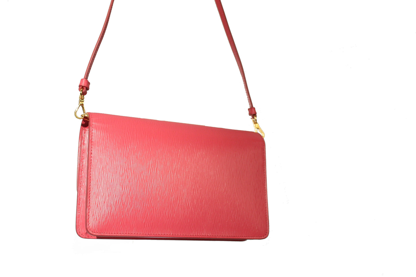 Prada Peonia Pink Vitello Move Leather Crossbody Wallet Handbag 1BP016