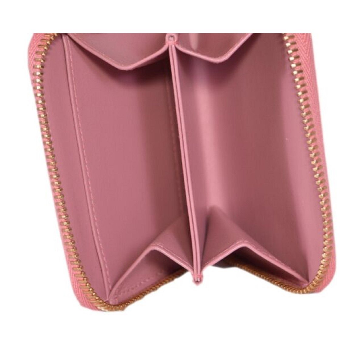Prada Petalo Pink Saffiano Leather Gold Zip Coin Purse Wallet 1MM268