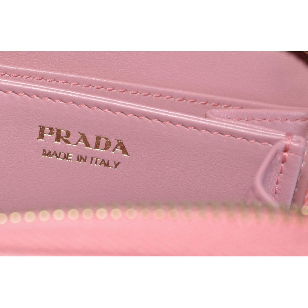 Prada Petalo Pink Saffiano Leather Gold Zip Coin Purse Wallet 1MM268