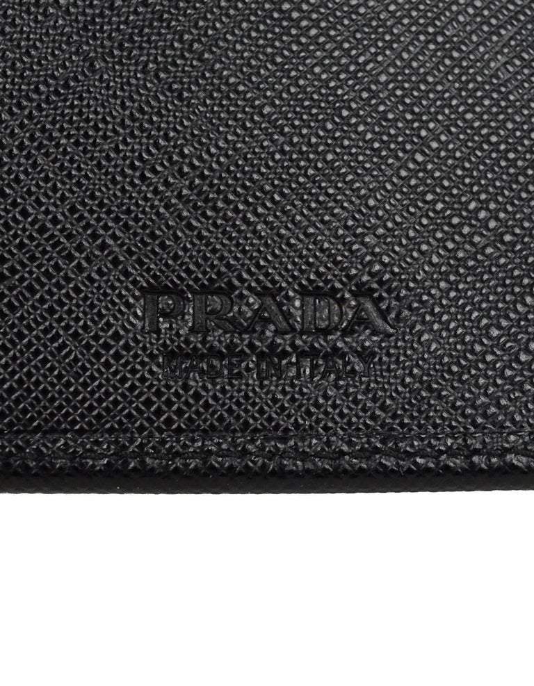 Prada Portaf Orizzontale Vitello Micro Grain Nero Black Mens Wallet