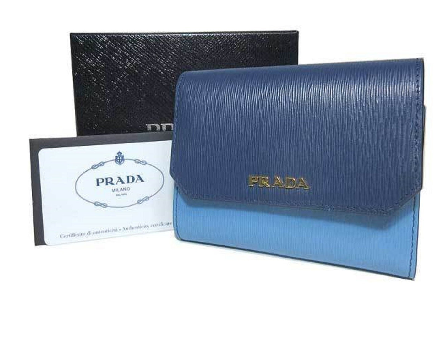 Prada Portafoglio Pattina Bluette Mare Vitello Move CO Leather Wallet