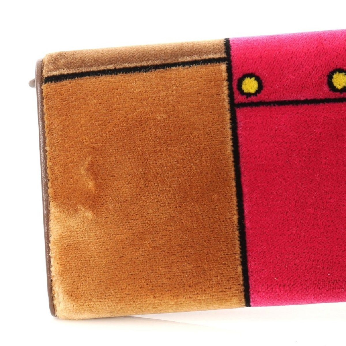 Prada Portafoglio Pattina Cammello Brown and Pink Velvet Ricamo Wristlet 1MH019
