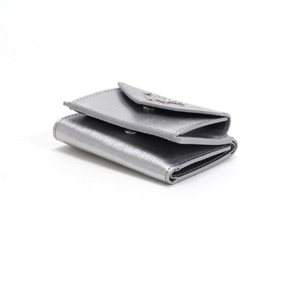 Prada Portafoglio Pattina Cromo Silver Vitello Move Envelope Flap Wallet 1MH021