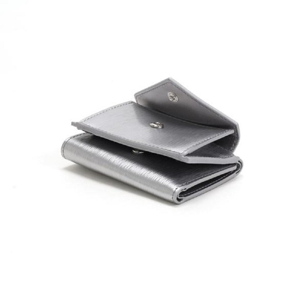 Prada Portafoglio Pattina Cromo Silver Vitello Move Envelope Flap Wallet 1MH021