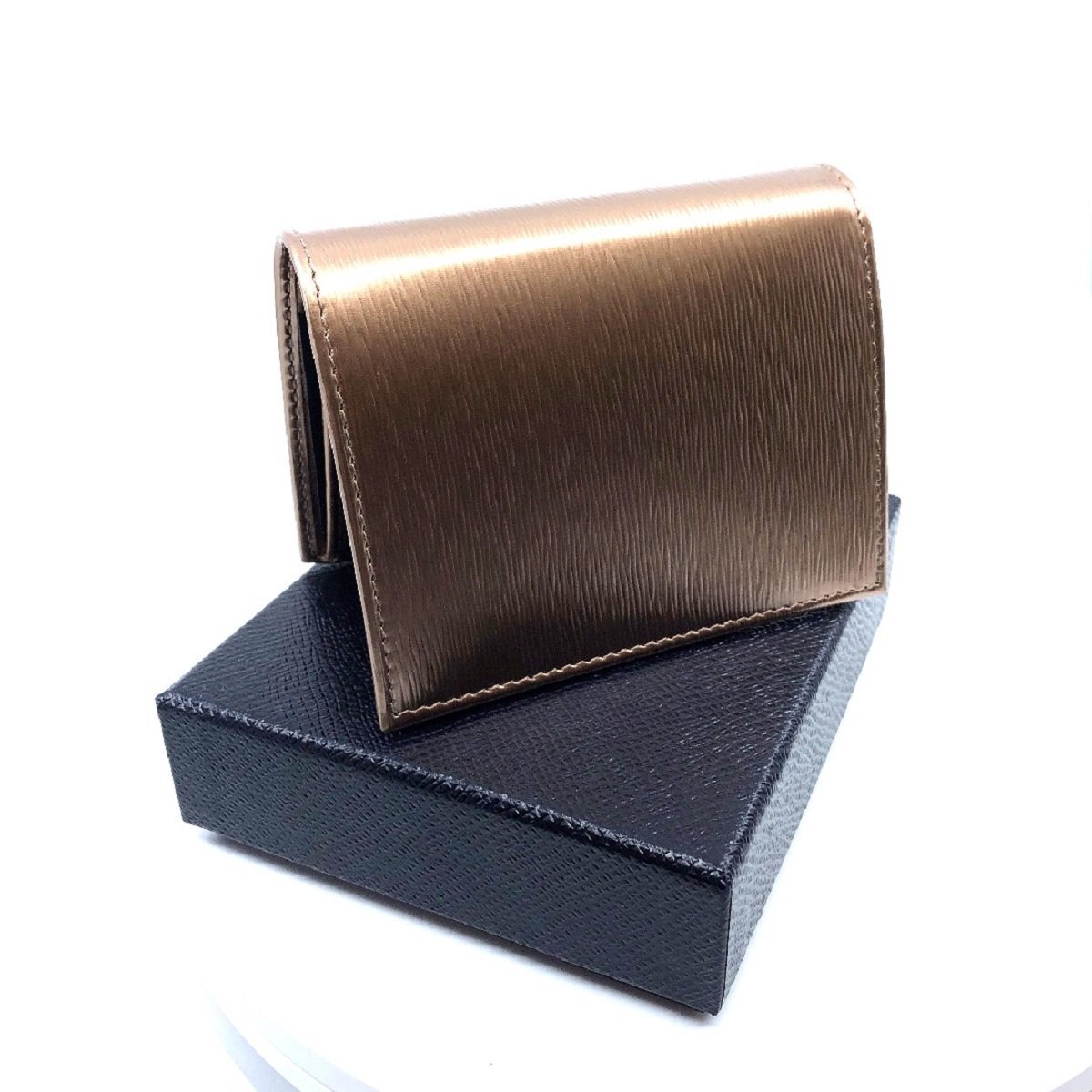 Prada Portafoglio Verticale Cipria Gold Mordore Vitello Move Flap Wallet 1MV204