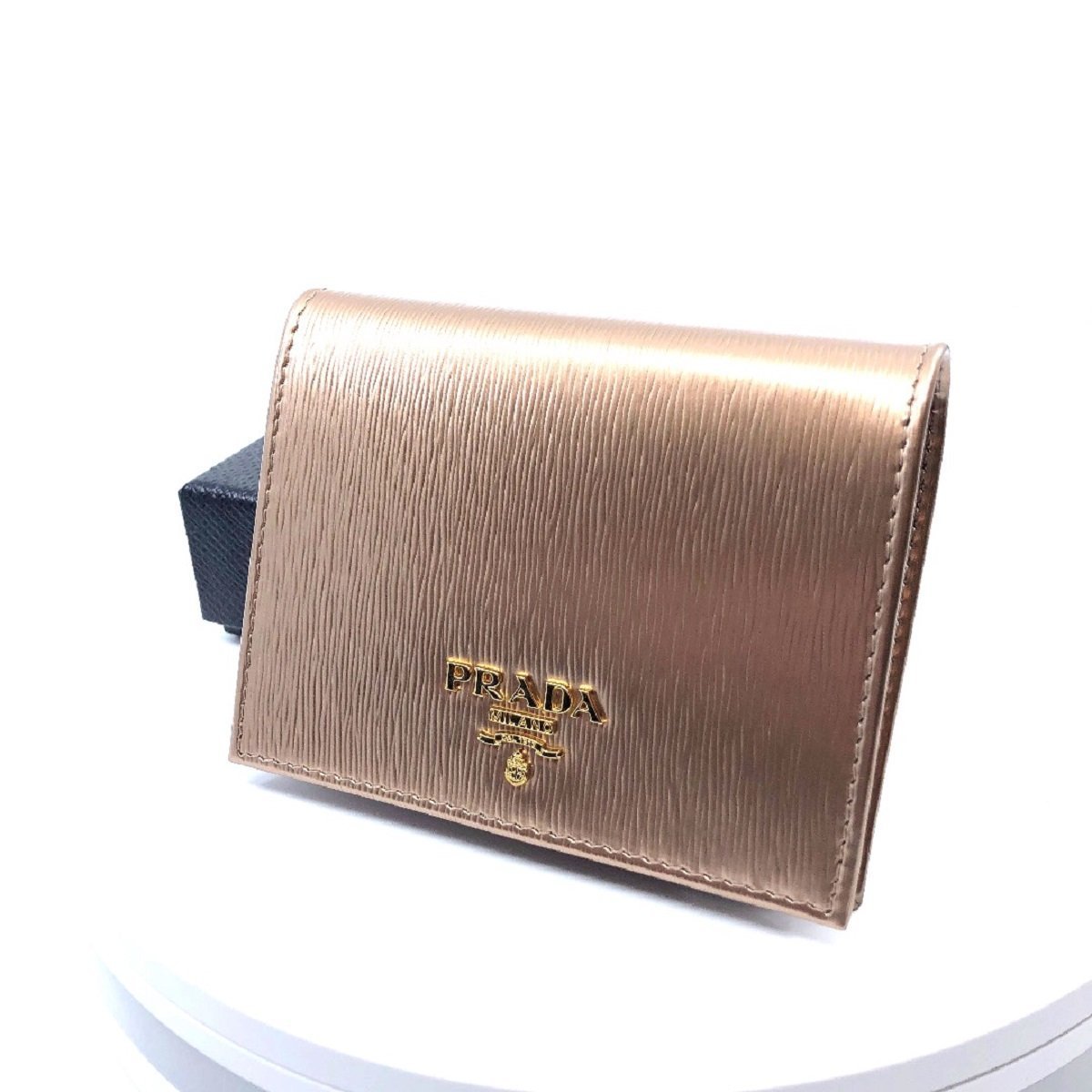 Prada Portafoglio Verticale Cipria Gold Mordore Vitello Move Flap Wallet 1MV204
