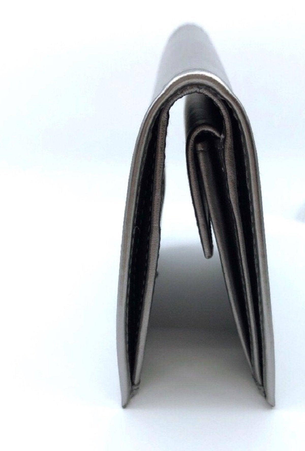 Prada Portafoglio Verticale Cromo Silver Vitello Move Leather Flap Wallet 1MV204