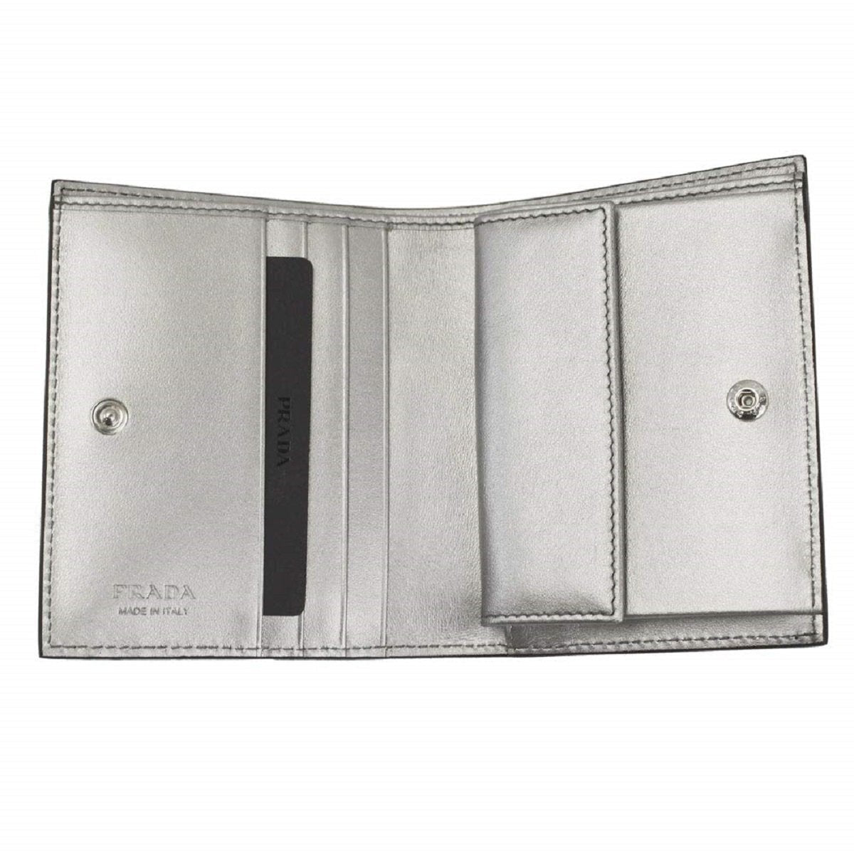 Prada Portafoglio Verticale Cromo Silver Vitello Move Leather Flap Wallet 1MV204