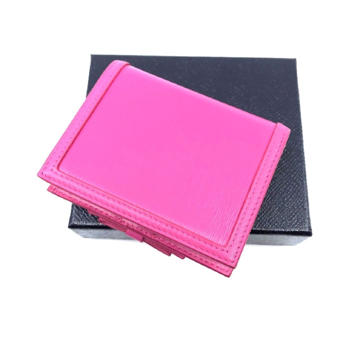 Prada Portafoglio Verticale Fuxia Pink Leather Flap Bow Wallet 1MV204
