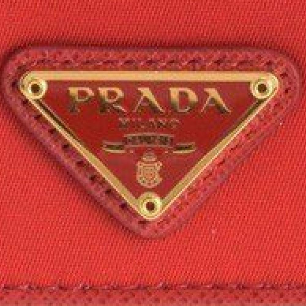 Prada Portafoglio Verticale Rosso Red Tessuto Leather Wallet 1MV204