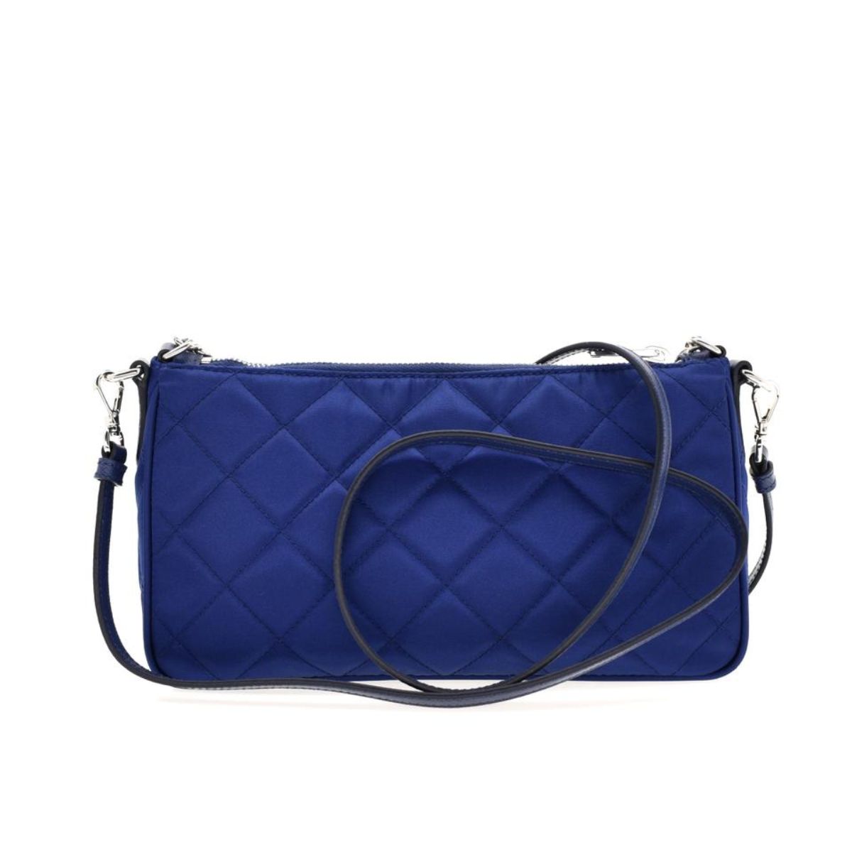 Prada Quilted Tessuto Nylon Bluette Blue Crossbody Triangle Logo 1BH026