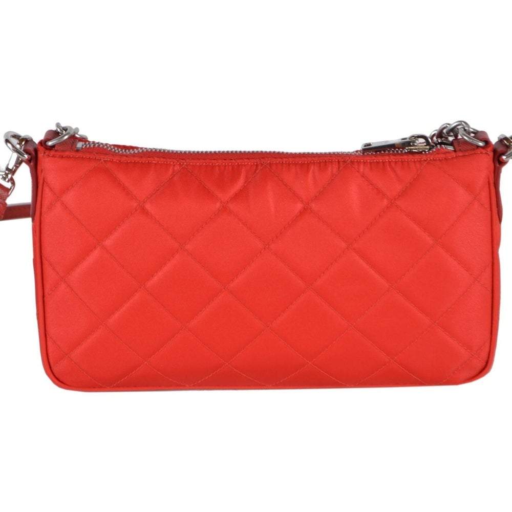 Prada Quilted Tessuto Nylon Rosso Red Chain Convertible Crossbody 1BH026