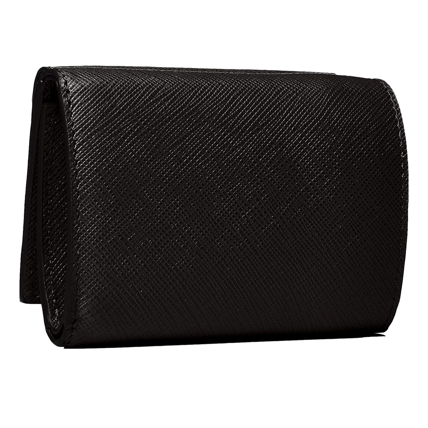 Prada Saffiano Black Leather Envelope Trifold Wallet