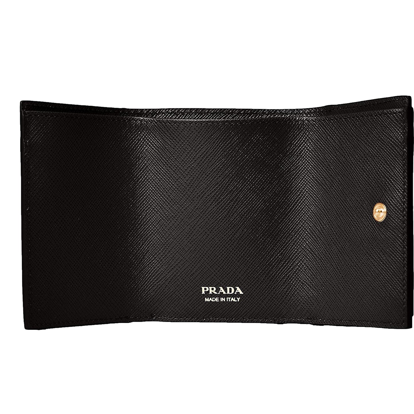 Prada Saffiano Black Leather Envelope Trifold Wallet