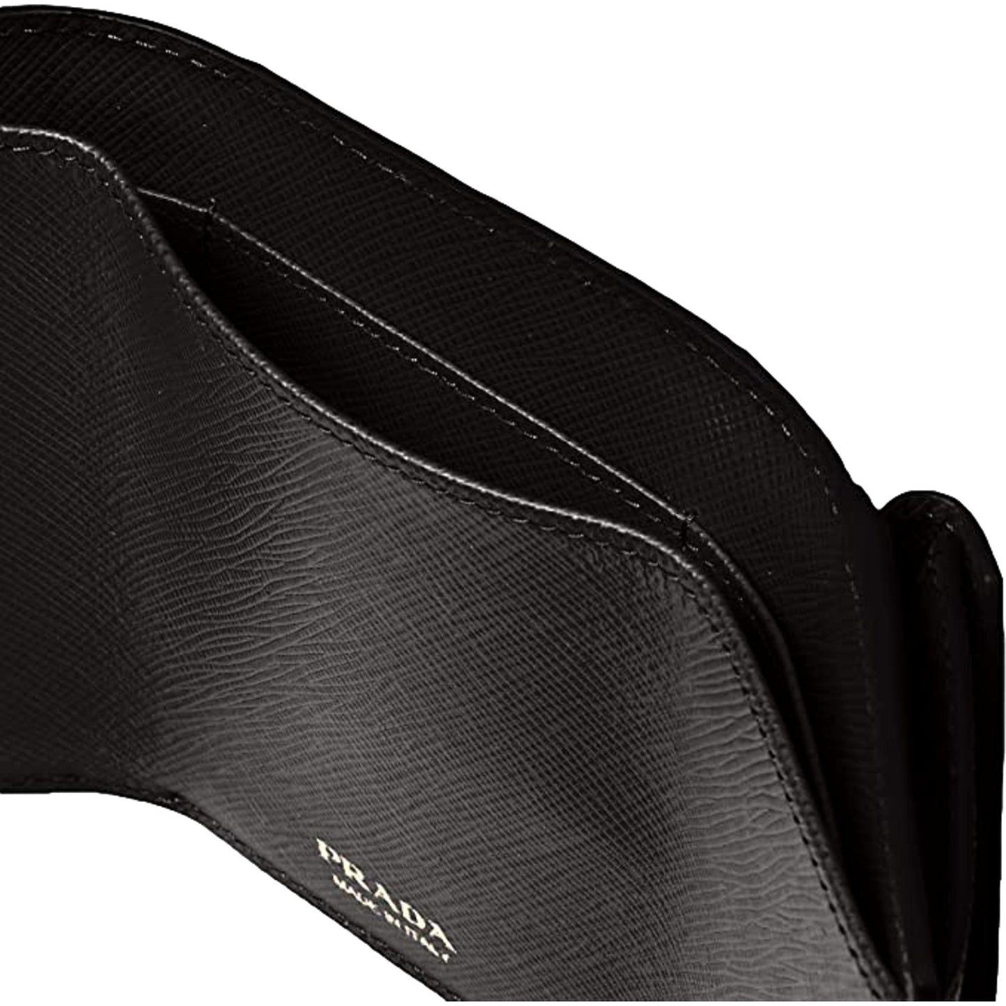 Prada Saffiano Black Leather Envelope Trifold Wallet