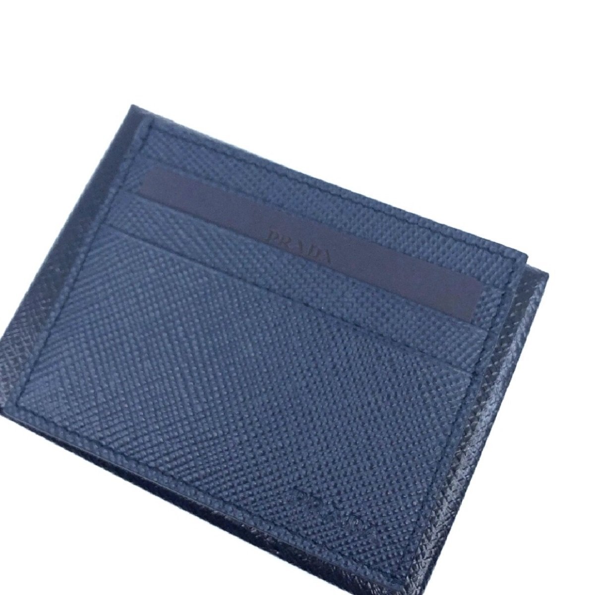 Prada Saffiano Cuir Bluette Blue Leather Card Holder 2MC223