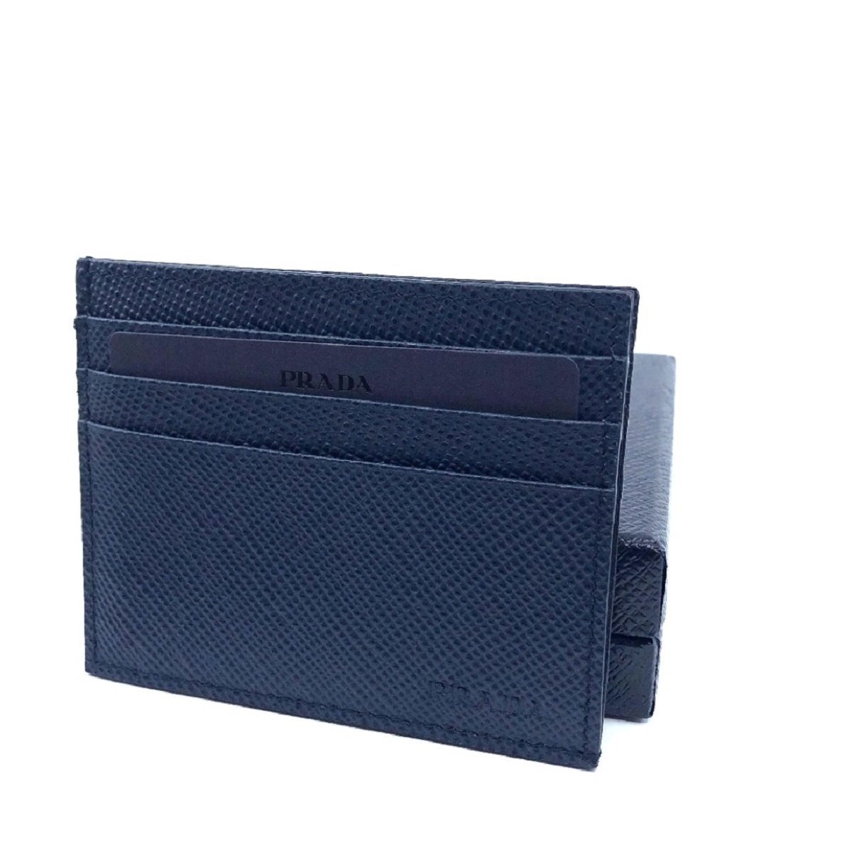 Prada Saffiano Cuir Bluette Blue Leather Card Holder 2MC223