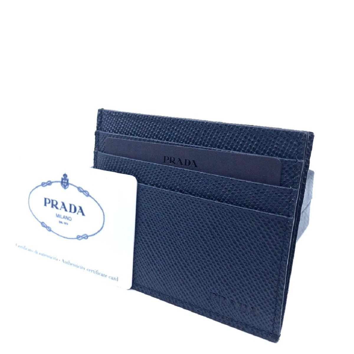 Prada Saffiano Cuir Bluette Blue Leather Card Holder 2MC223