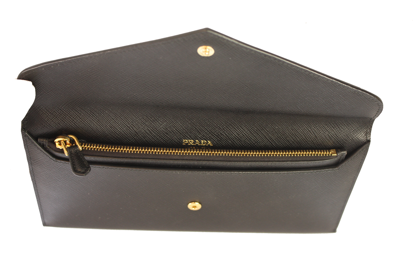 Prada Saffiano Leather Envelope Document Holder Black Pouch 1MF006